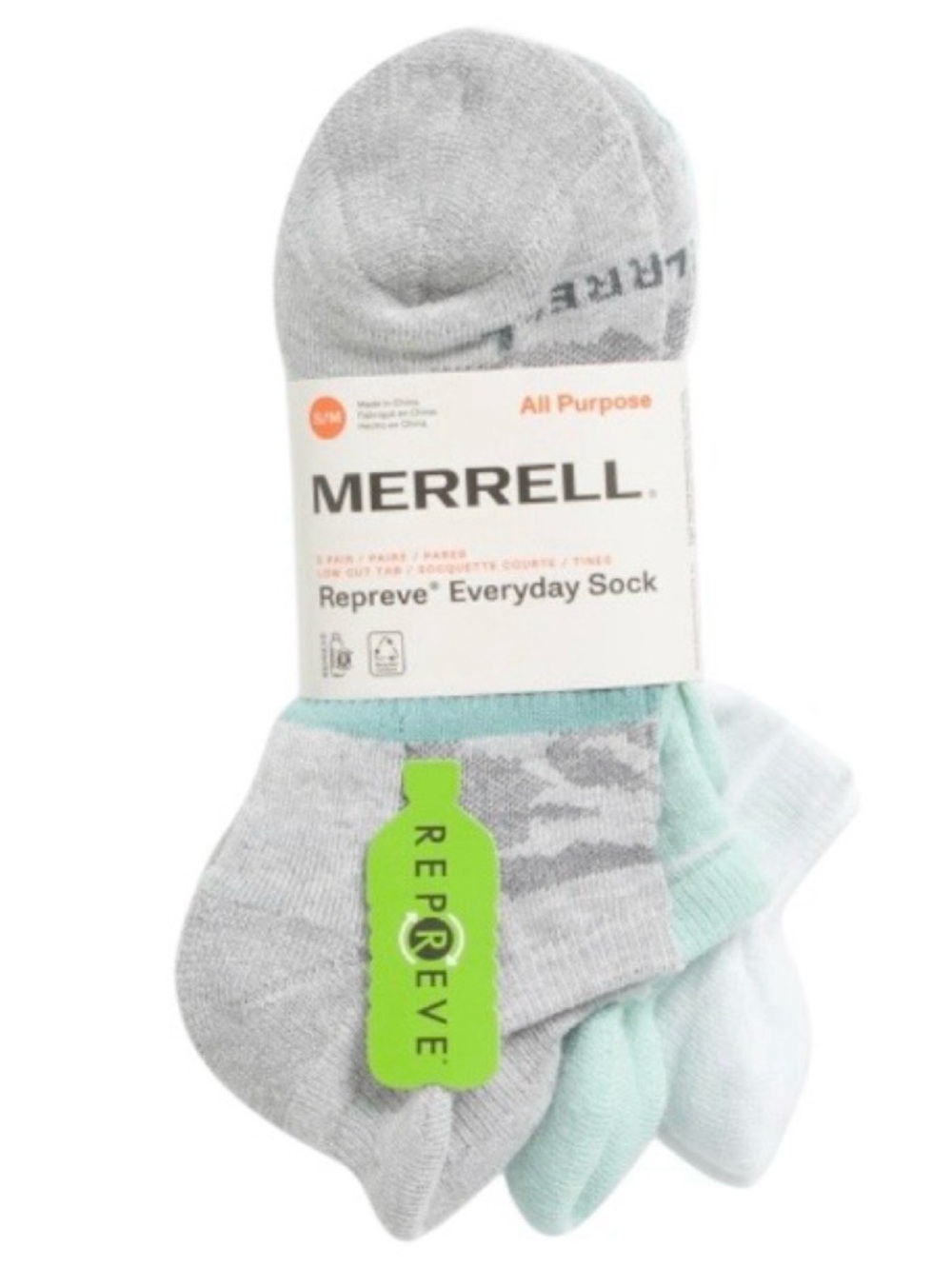 Merrell All Purpose 3 pk. Assorted Socks (NWT) (Size: S/M (Shoe Size: 5-9.5)
